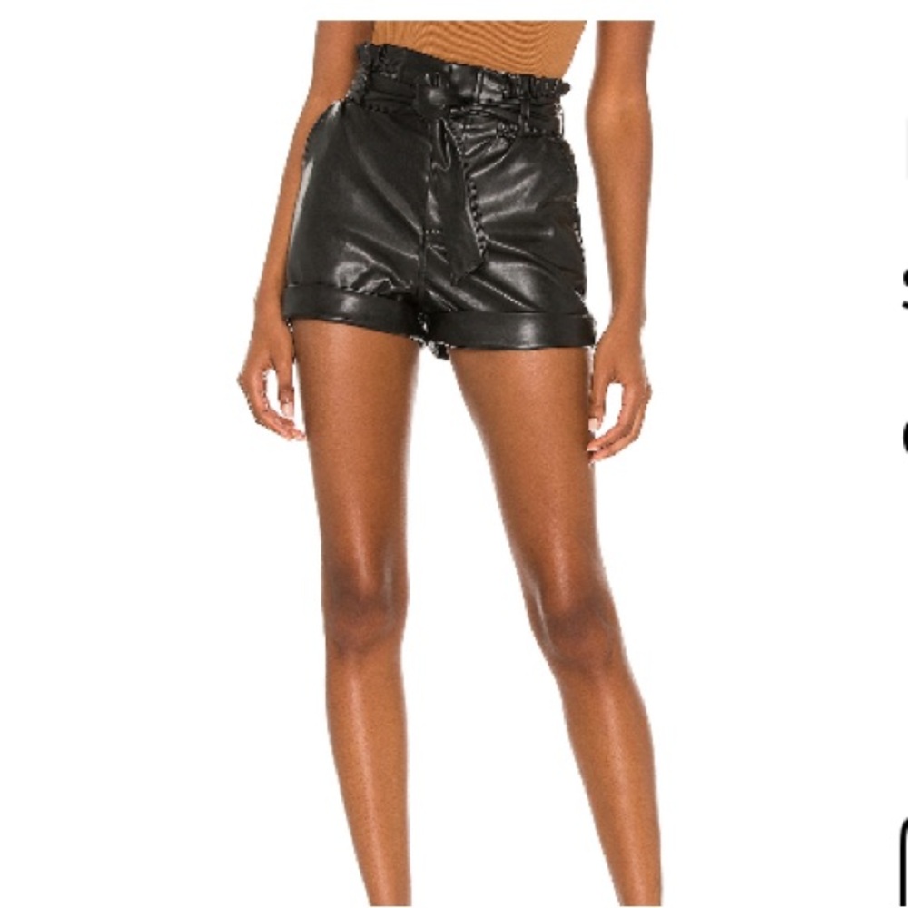 Revolve Superdown Black Kenzie Faux Leather Shorts